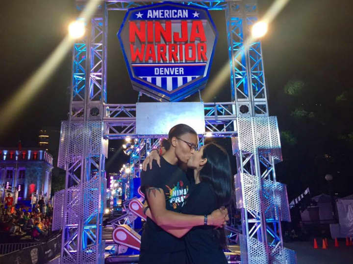 Candace Leach, left of Albany, and Rachel Rodriguez of Wood-Ridge got engaged on &quot;American Ninja Warrior.&quot;
