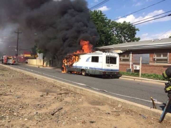 A camper caught fire in Hackensack Saturday.