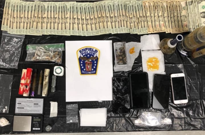 Police in Enfield seized drugs and cash during a traffic stop in Connecticut.