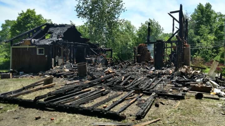 A home at Route 292 and Harmony Road was destroyed by a fire on Sunday.