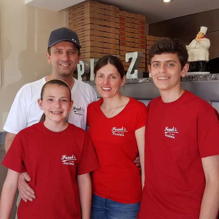 The Somers family behind Frank&#x27;s Pizzeria in Croton Falls.