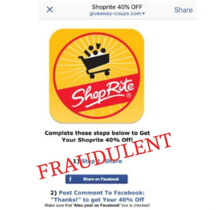 Bogus ShopRite coupon