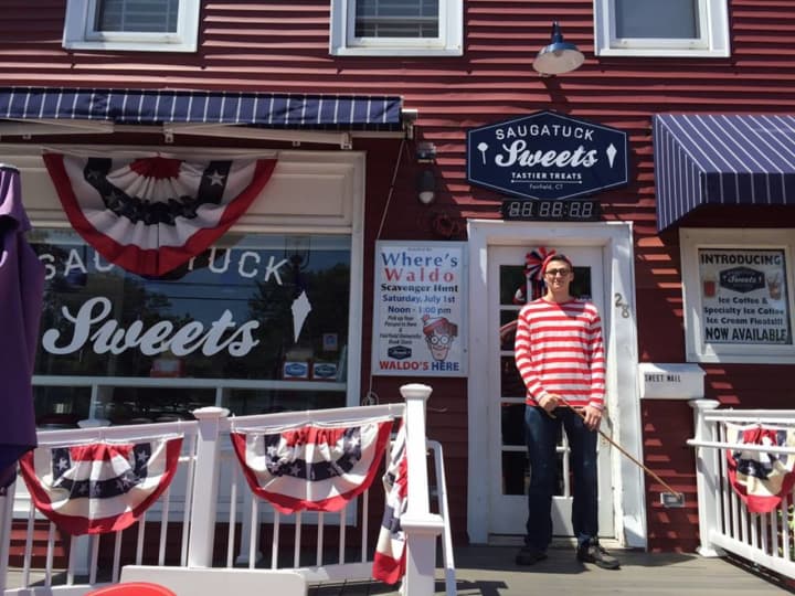 &quot;Waldo&quot; at a promotional event at Saugatuck Sweets in Fairfield.