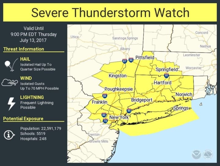A look at the areas covered by the Severe Thunderstorm Watch.