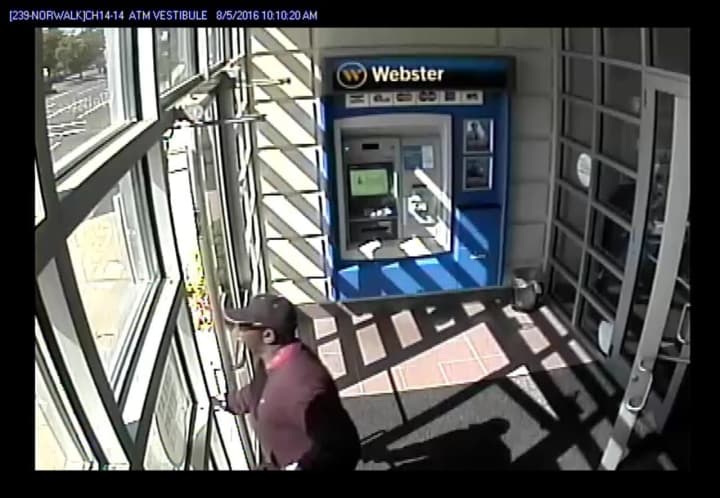Surveillance footage of the suspect in the robbery at the Webster Bank on Connecticut Avenue in Norwalk.