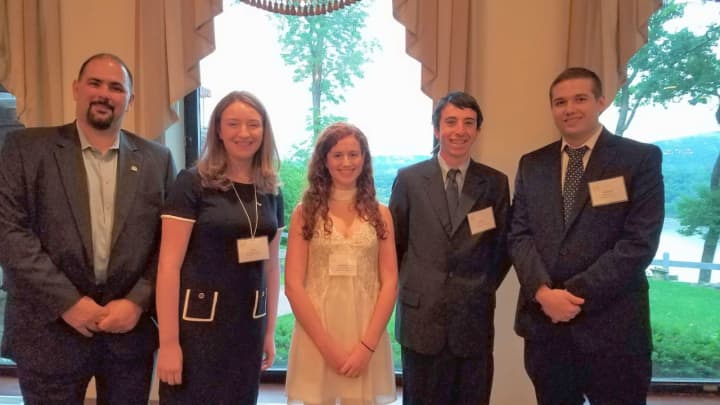 Chris Graziano (center), vice president of SUEZ operations in New York, with Emma McCormack (Hastings on Hudson), Samantha Oates (Pearl River), Marc Wolf (Suffern) and Michael Calano (New Rochelle. (Not pictured Jilliian Busetto of Pomona.)