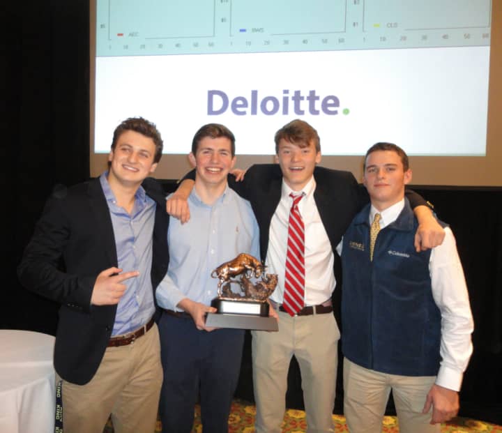 Students from King in Stamford took home first place during a mock stock market challenge offered by Junior Achievement of Southwest Connecticut in Stamford on Thursday.