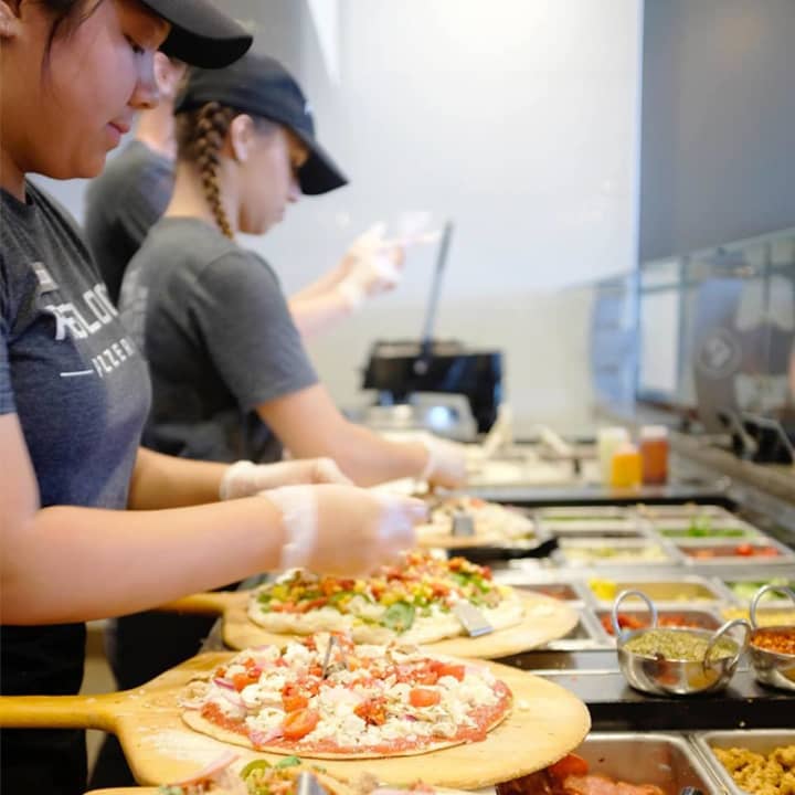 Lots of toppings at Pieology.