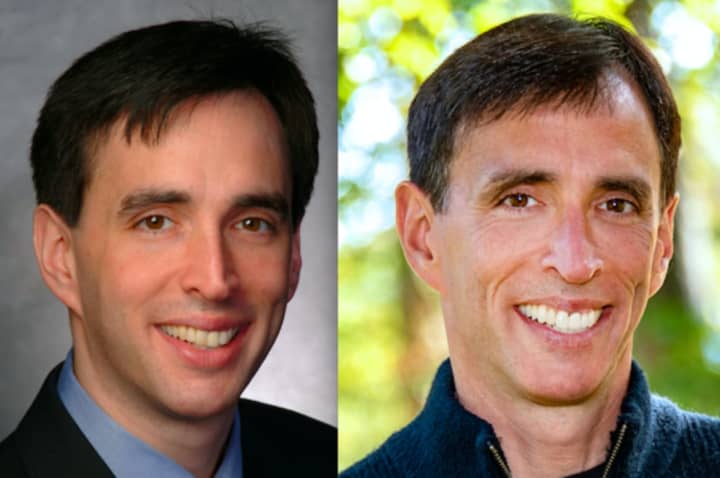 New Rochelle Noam Bramson pictured in 2006 when he took office (left) and in 2022 (right).