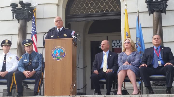 Bergen County Sheriff Michael Saudino emphasizes the importance of pedestrian safety.
