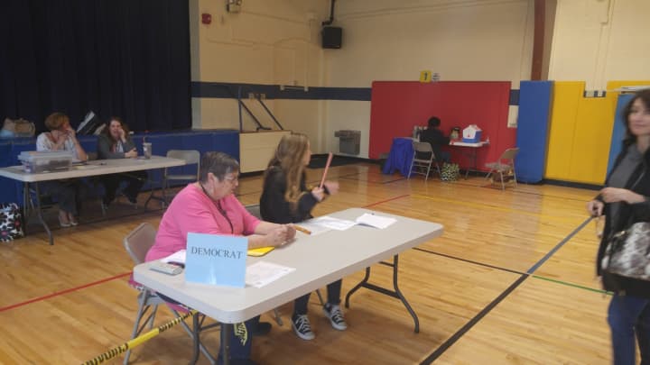 A Stratford school is set up for primary voting on Tuesday.