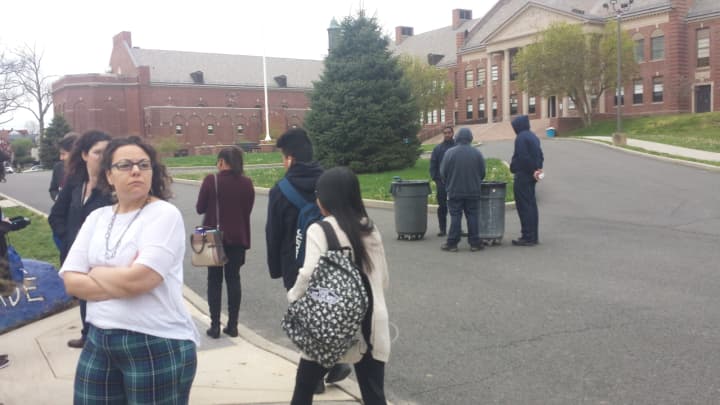 Staff and students awaited the &quot;all clear&quot; signal Friday morning outside Port Chester High School, which was evacuated before 8 a.m. due to a suspected carbon monoxide leak.