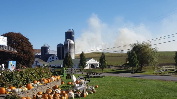 Smoke from a fire at Willowbrook Farm in North East.