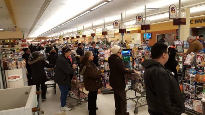 People across the state packed into Stop &amp; Shop stores on Monday in preparation for Tuesday&#x27;s snowstorm.