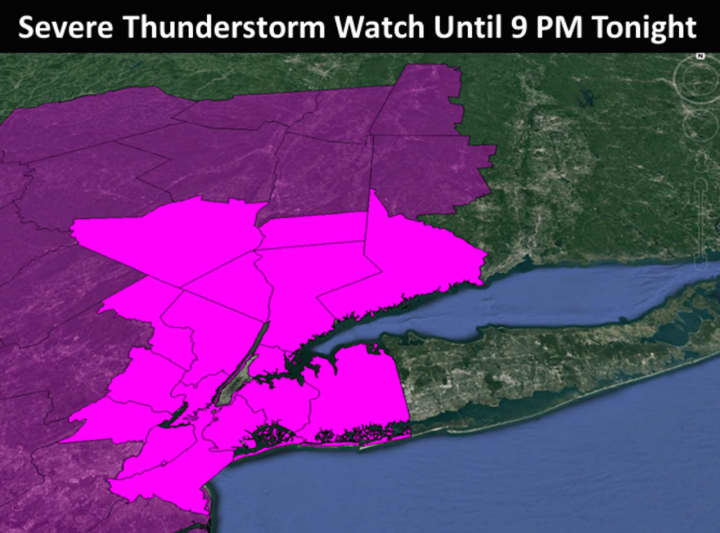 A Severe Thunderstorm Watch is in effect until 9 p.m. Friday.