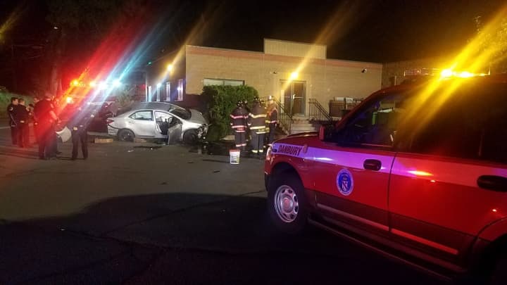<p>A car slammed into the building at 152 West St. early Thursday.</p>
