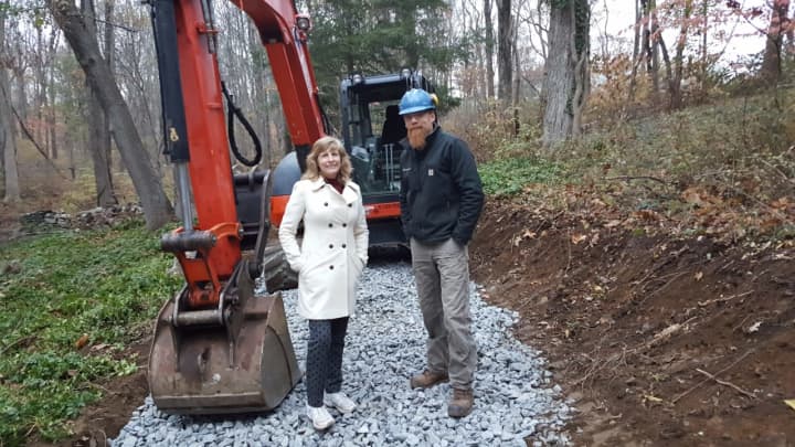 Pat Sesto, President Friends of the NRVT, and Josh Ryan, Timber &amp; Stone trail builders