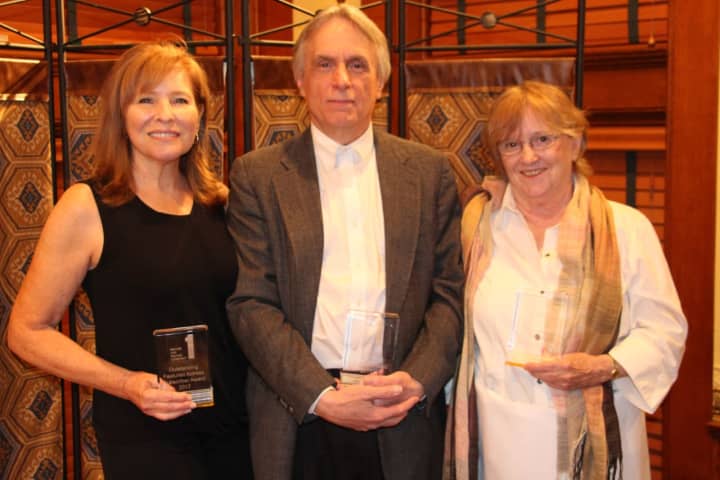 Alice McMahon, right, poses with fellow award winners Peggy Nelson and Al Kulcsar.