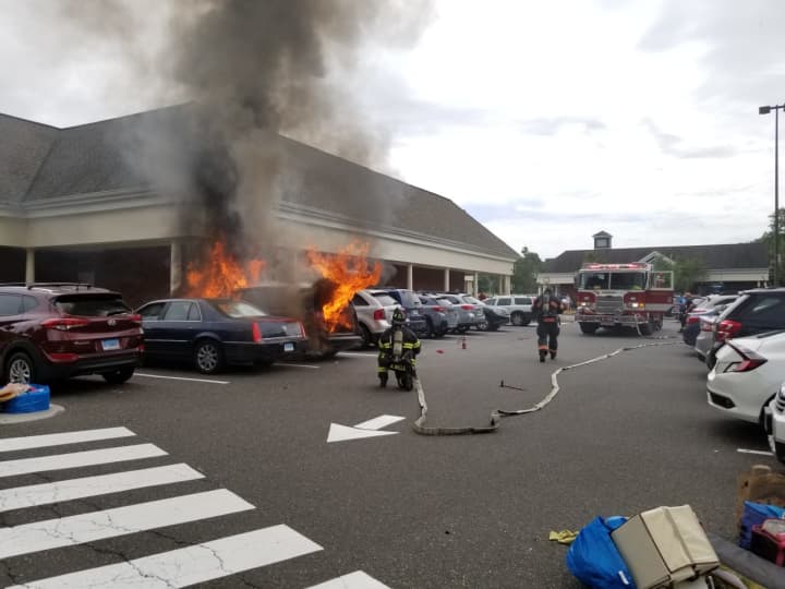 A look at the vehicle fire that broke out at Trader Joe&#x27;s in Danbury.