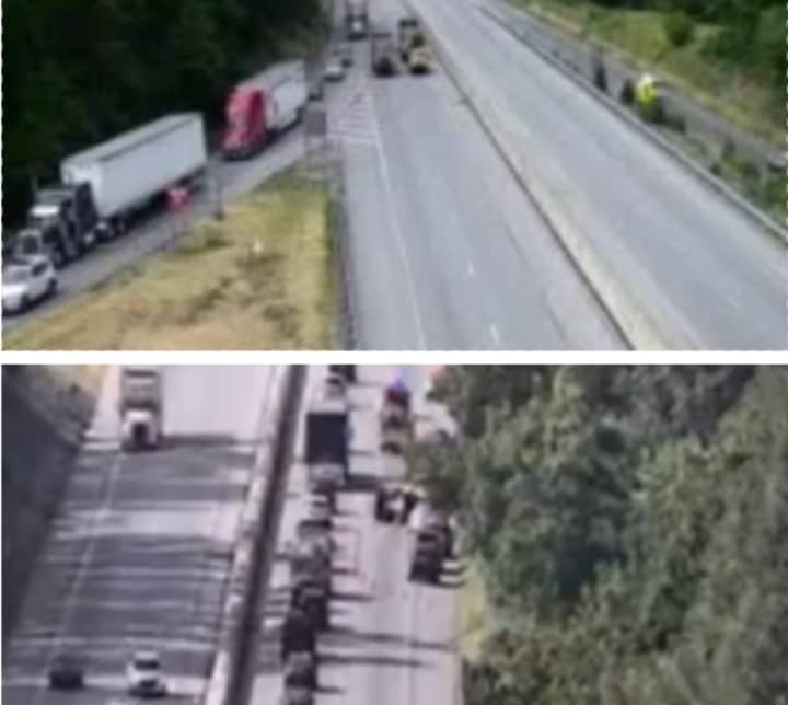 Exit 5 (top) and Exit 8 (bottom) during the manhunt.