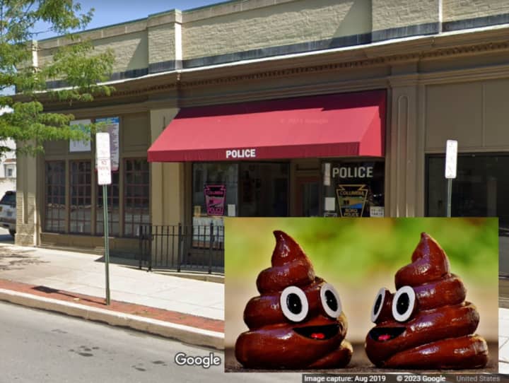 Poop emoticons and the Columbia Borough Police Station were the incident happened.