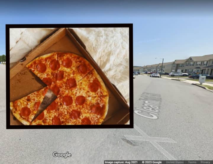 A delivery pizza and the area where the assault and robbery happened, according to the police.