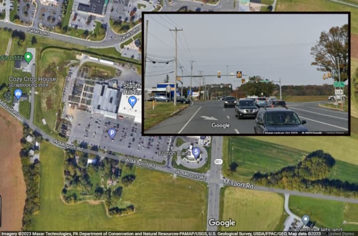 A map showing where the DUI crash happened in Lititz.