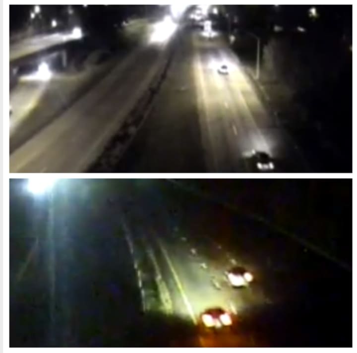 Traffic camera still images of Exit 1 and Exit 2 of Interstate 95. The deadly shooting happened between the two exits.
