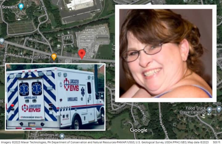 Kimberly Halota,&nbsp;a Lancaster EMS ambulance, and a map showing where the deadly crash happened on Lincoln Highway.&nbsp;