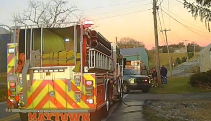Emergency crews at the scene of an arson at a home on Anderson Ferry Road that has seriously injured one person, Susquehanna Regional Police say.&nbsp;