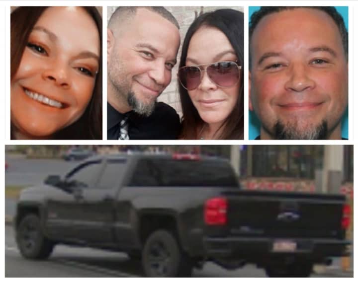 Jami A. Harrison and her husband Matthew Scott Harrison who is wanted in connection with her murder and the pick-up he is believed to have fled in, the Lancaster County District Attorney Heather Adams says.