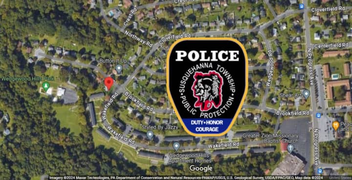 A map showing where the Susquehanna Township police found a shot man.&nbsp;