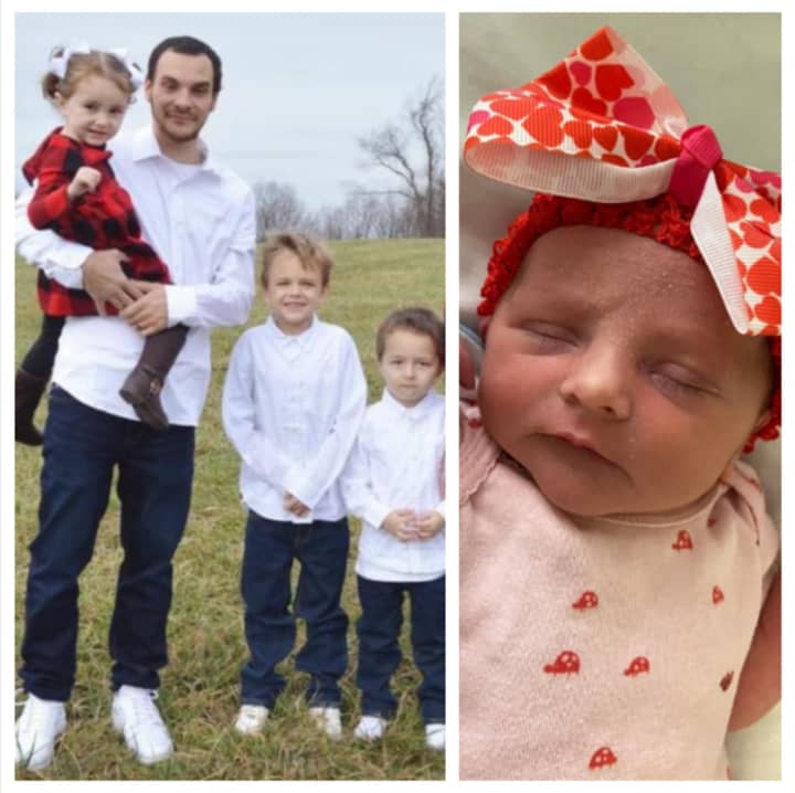 The family members killed in a Pennsylvania house fire: 27-year-old dad, Tyler Jesse King, holding his 6-year-old daughter Kinzleigh John; his sons 7-year-old Kyson John, 3-year-old Keagan John; and 1-month-old Korbyn Ivy John.