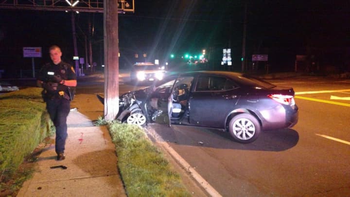 Police in Ramapo arrested a 23-year-old man from Congers for driving while intoxicated early on Monday morning after he struck a telephone pole.