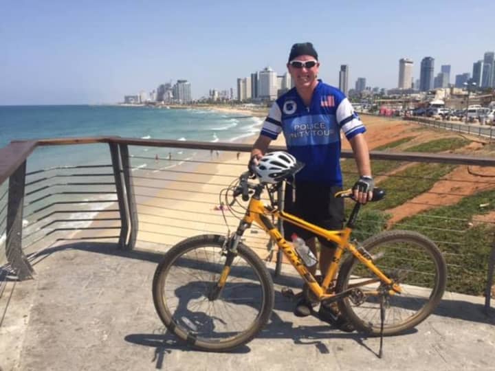 Ramapo Detective Robert Fitzgerald on a bike tour in Israel.