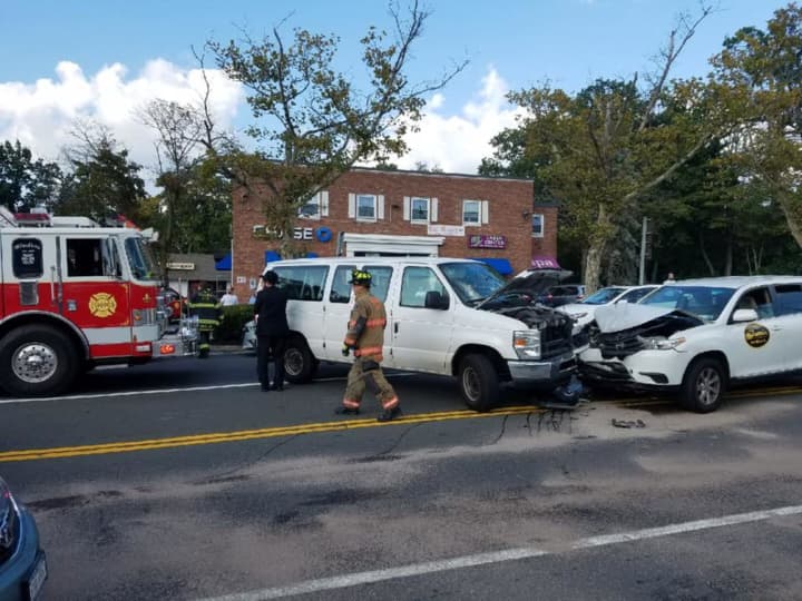 Two people were injured in a crash on Route 59 on Monday.