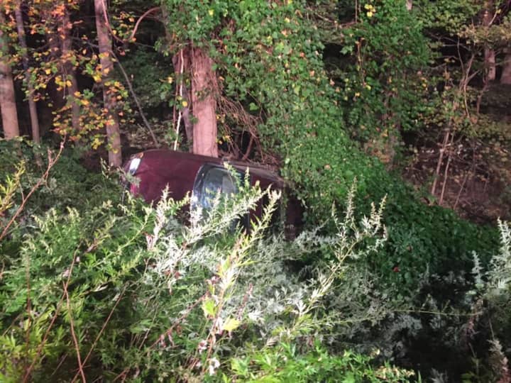 A car was found lying on its side following an accident on the Taconic State Parkway.