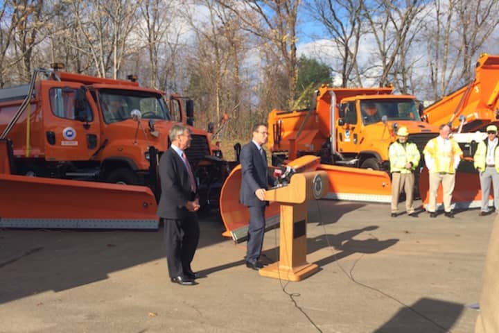 Gov. Dannel Malloy and DOT Commissioner James Redeker announce enhancements to the state&#x27;s winter maintenance fleet in preparation for winter storms.