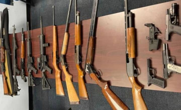 The guns seized from the Anne Arundel County man.