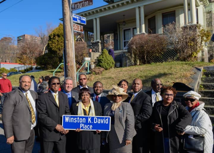 Gold Street has been renamed in Yonkers to celebrate Winston K. David.