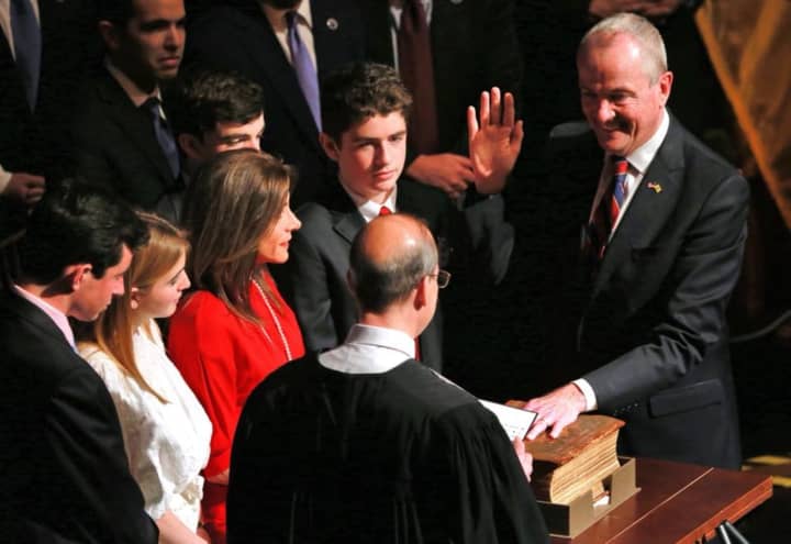 Phil Murphy was sworn in as New Jersey&#x27;s 56th governor in Trenton on Tuesday.
