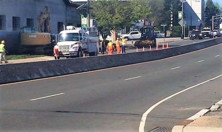 The gas leak temporarily closed eastbound Route 4 in Fair Lawn on Tuesday.