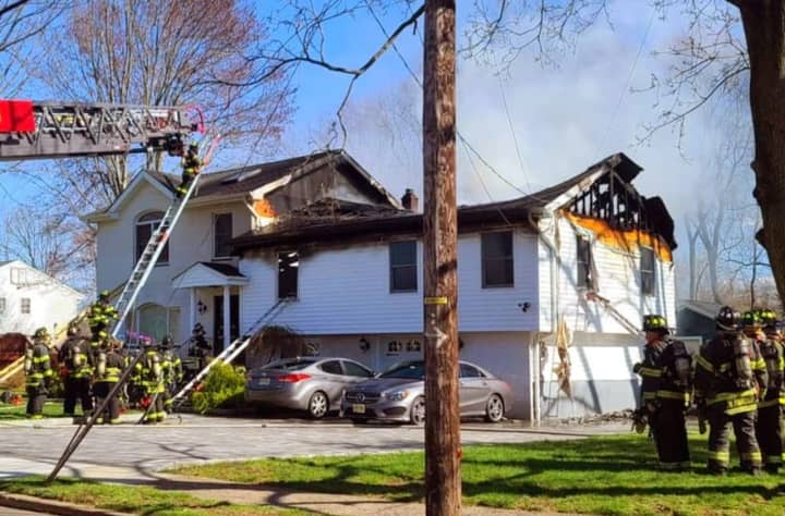 Aftermath of Tuesday&#x27;s fire on Carnation Place in Bergenfield.