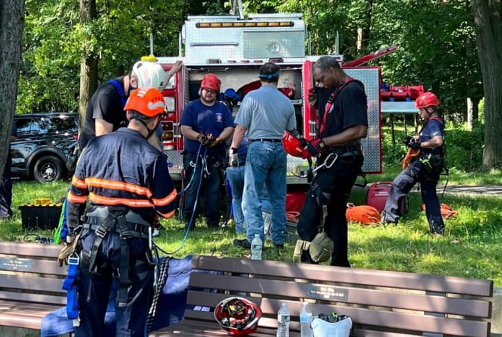 Members of the Closter Ambulance &amp; Rescue Corps who are part of the East Bergen Rappel Team had begun helping PIP police search for the missing 52-year-old hiker from Demarest on July 20.
