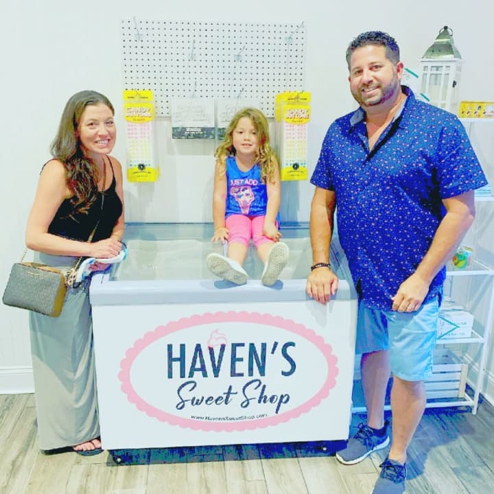 Michael, Amy and Haven Langsner at Haven&#x27;s Sweet Shop.