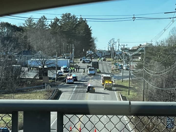 Route 20 in Shrewsbury was closed because of a multi-truck crash on Tuesday afternoon, Dec. 20.