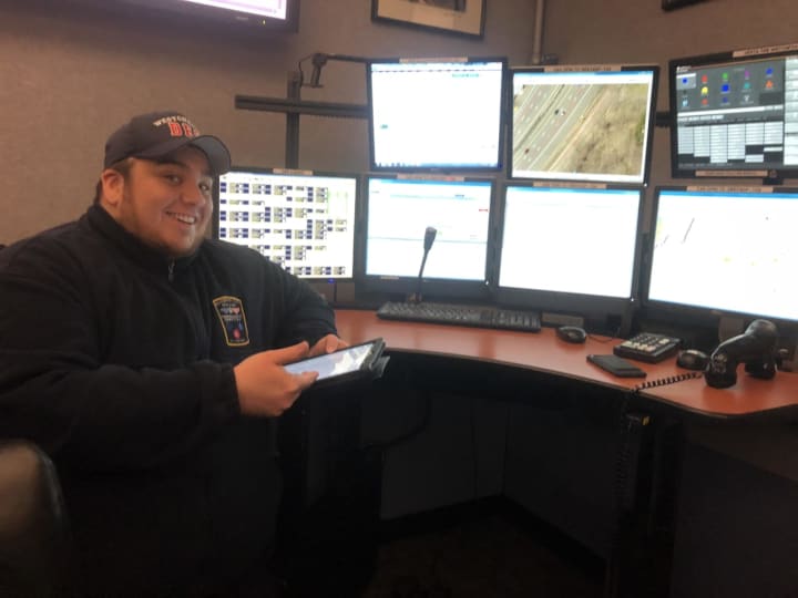 JT Camp, a dispatcher for Westchester County&#x27;s Emergency Communications Center.