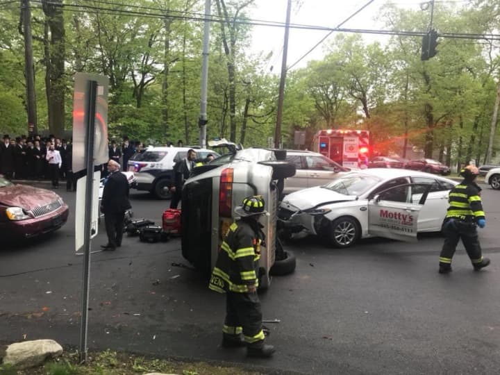 First responders were dispatched to the scene of a rollover crash involving three cars in Monsey on Wednesday.