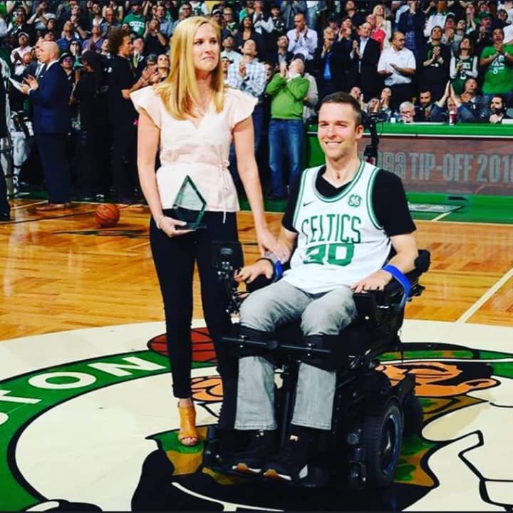 Old Tappan&#x27;s Kaitlyn Kiely with boyfriend Matt Wetherbee at the TD Garden Tuesday, where both were honored by the Boston Celtics as &quot;Heroes Among Us.&quot;