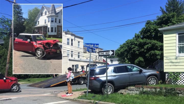 The SUV driver was hospitalized; the Mini Cooper driver was fine after the Thursday afternoon crash in Teaneck.